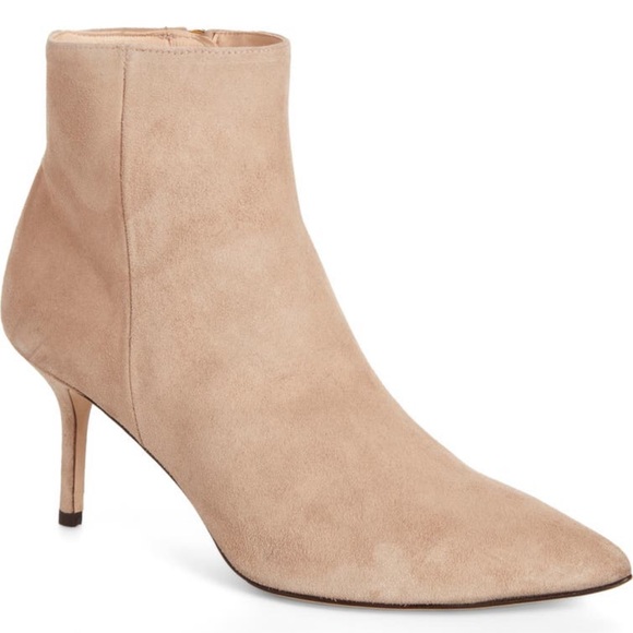 L'AGENCE Shoes - L’Agence Aimee Suede Stiletto Booties in Taupe Brown